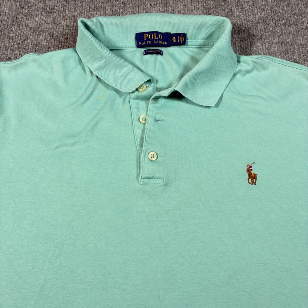 Polo Ralph Lauren Polo Shirt Mens XL Green Classic Fit Pony Logo Short Sleeve